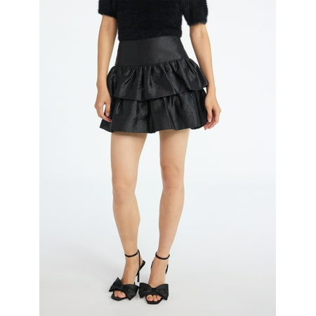 Scoop Women's and Women's Plus Tiered Ruffle Mini Skirt, Sizes XS-4X
