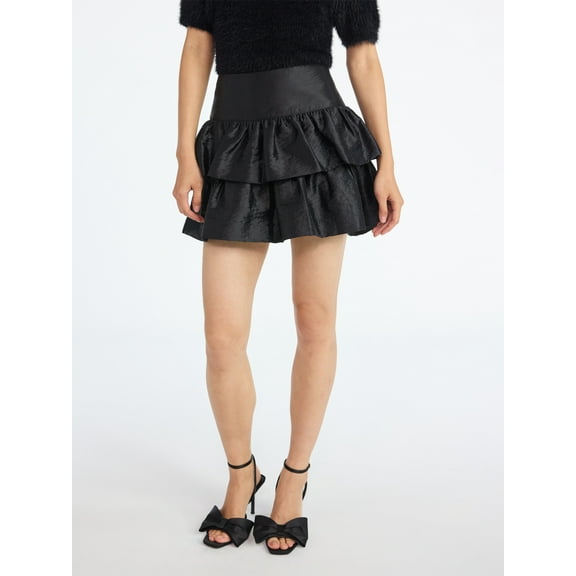 Scoop Women's and Women's Plus Tiered Ruffle Mini Skirt, Sizes XS-4X