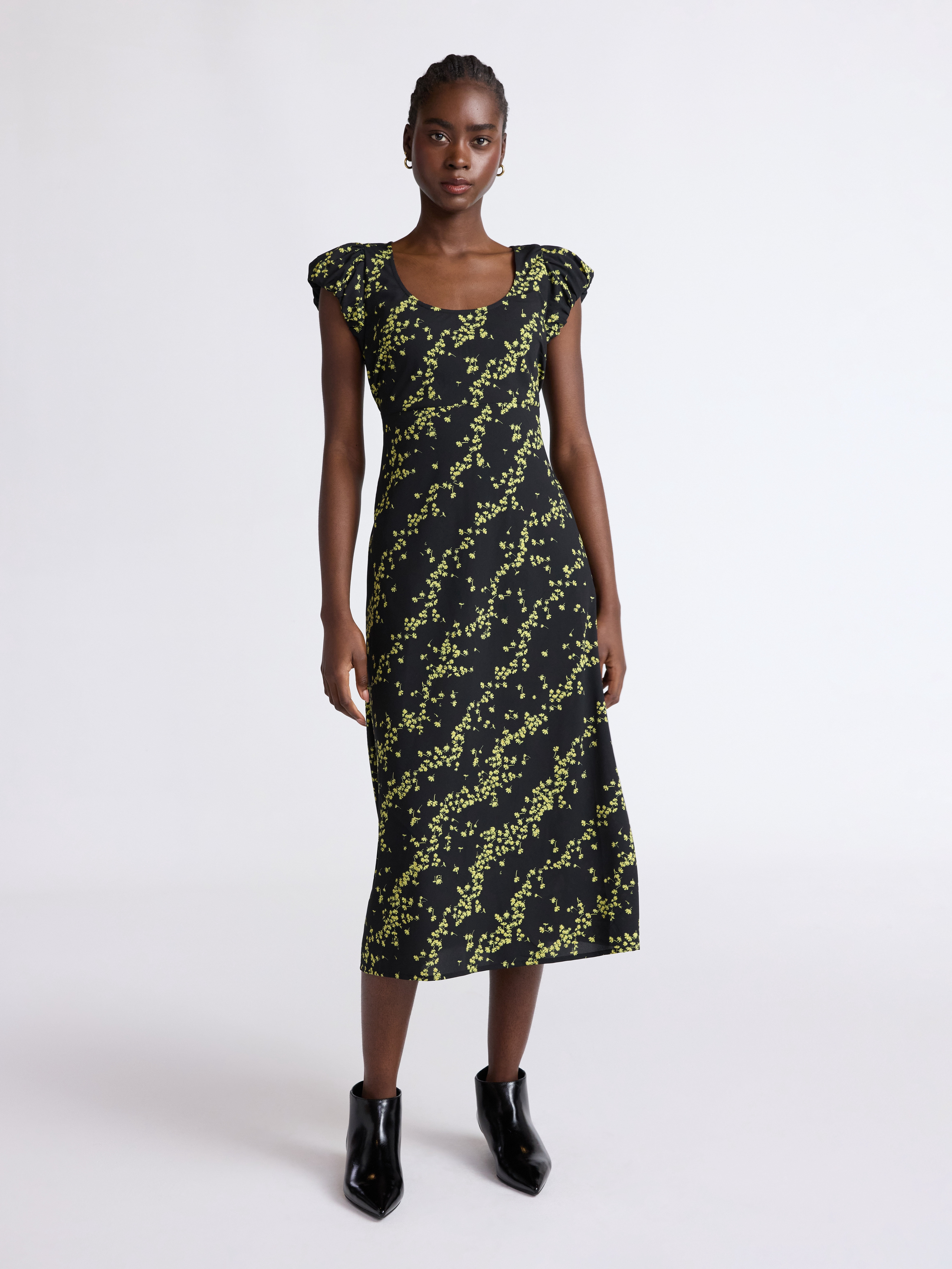 puff sleeve scoop neck midi dress Scoop Women's Puff Sleeve Midi Dress, Sizes XS-XXL