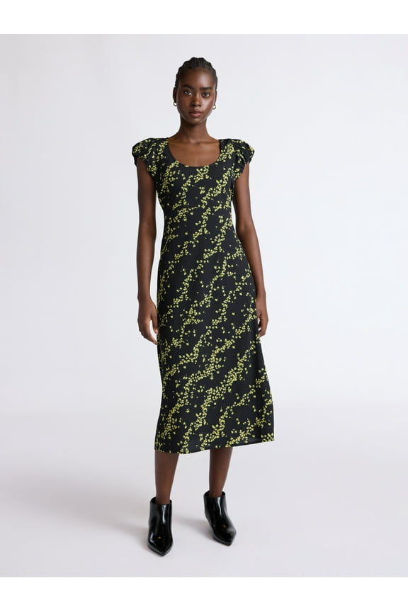 Women’s Puff Sleeve Midi Dress, Sizes XS-XXL