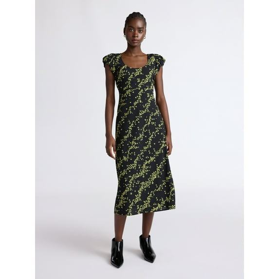 Scoop Women’s Puff Sleeve Midi Dress, Sizes XS-XXL