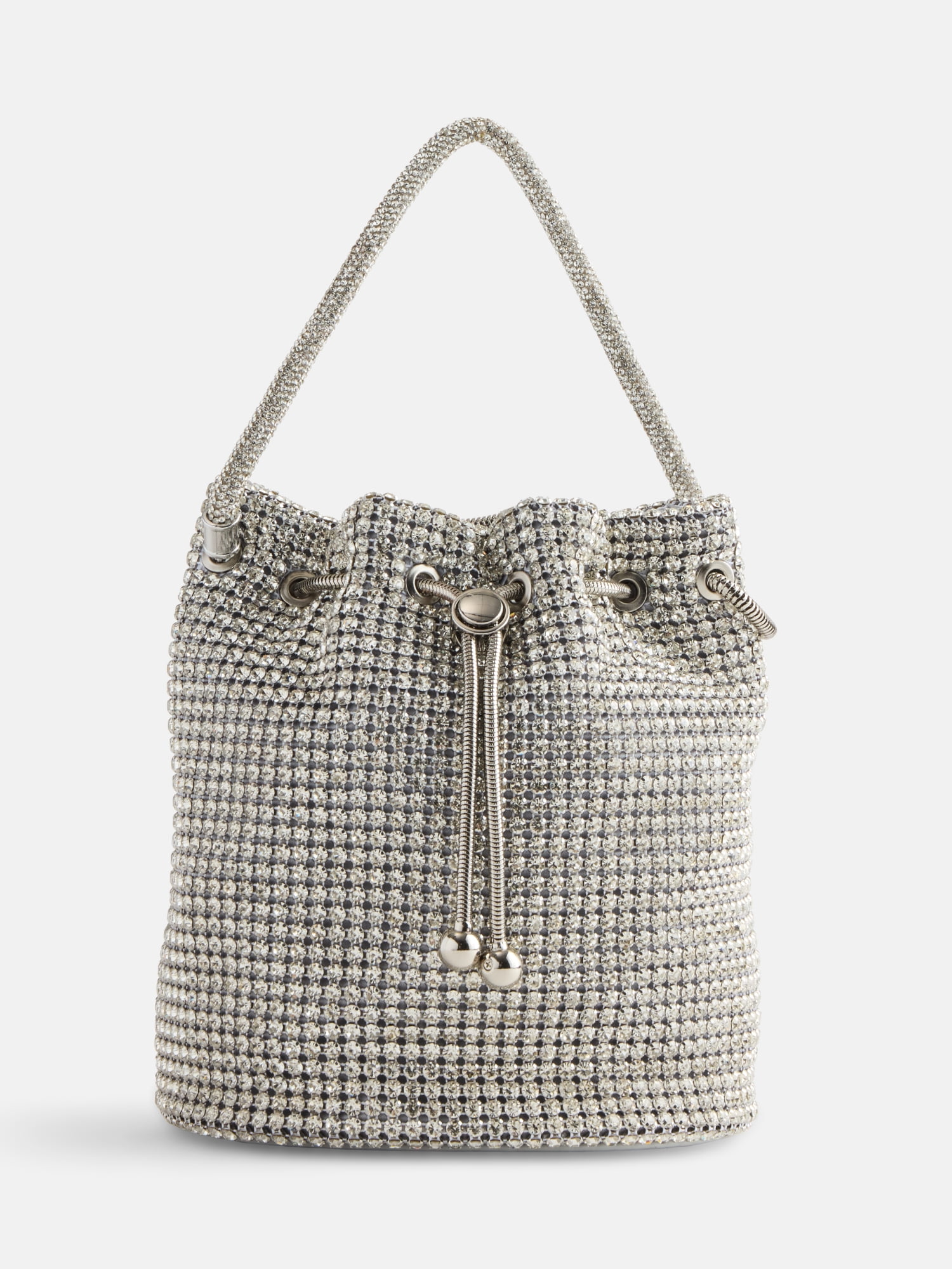 Scoop Women's Faux Rhinestone Bucket Bag, Silver Tone