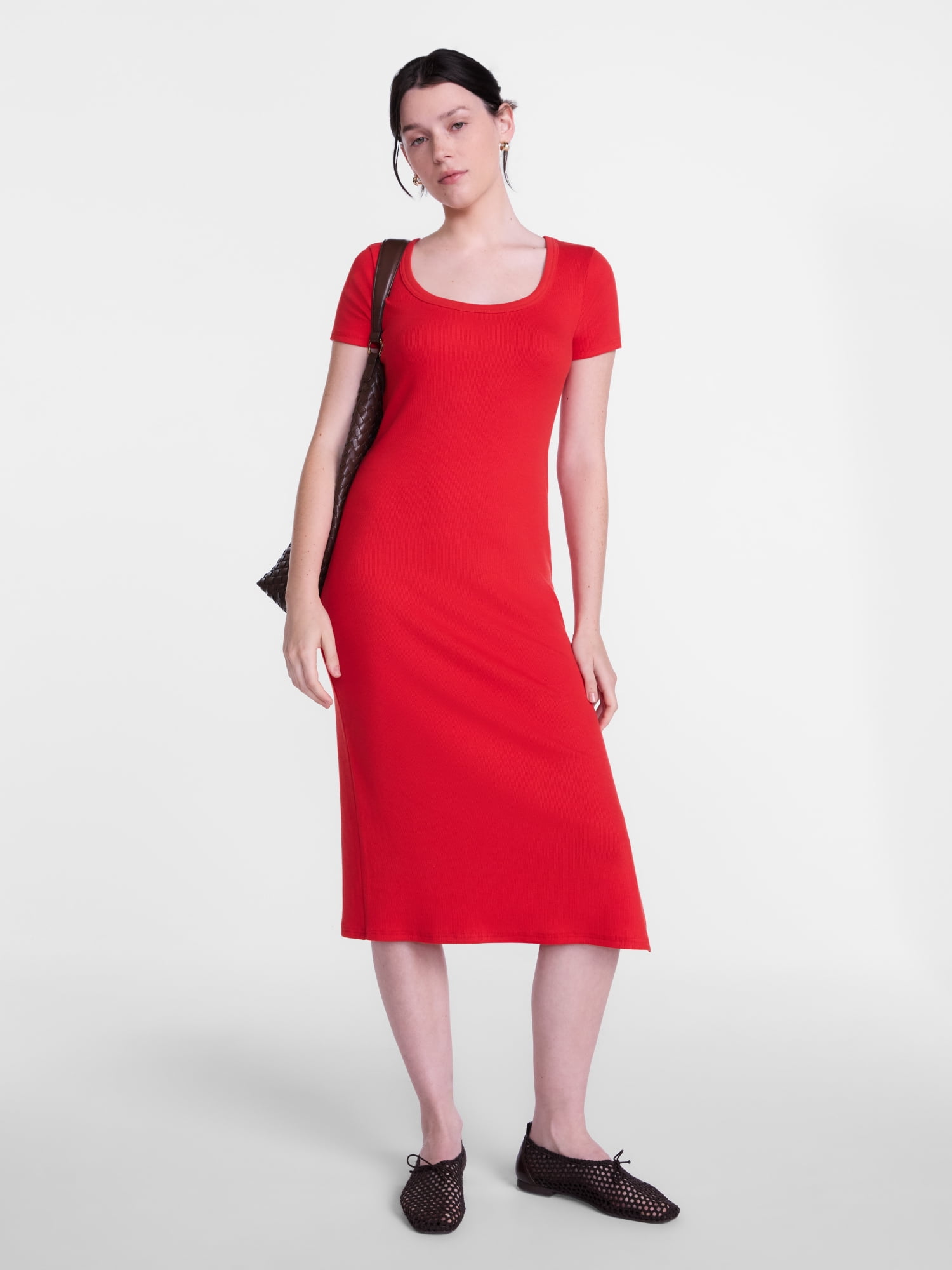 Scenario Women's Scoop Rib Midi Dress, Sizes XS-XXXL