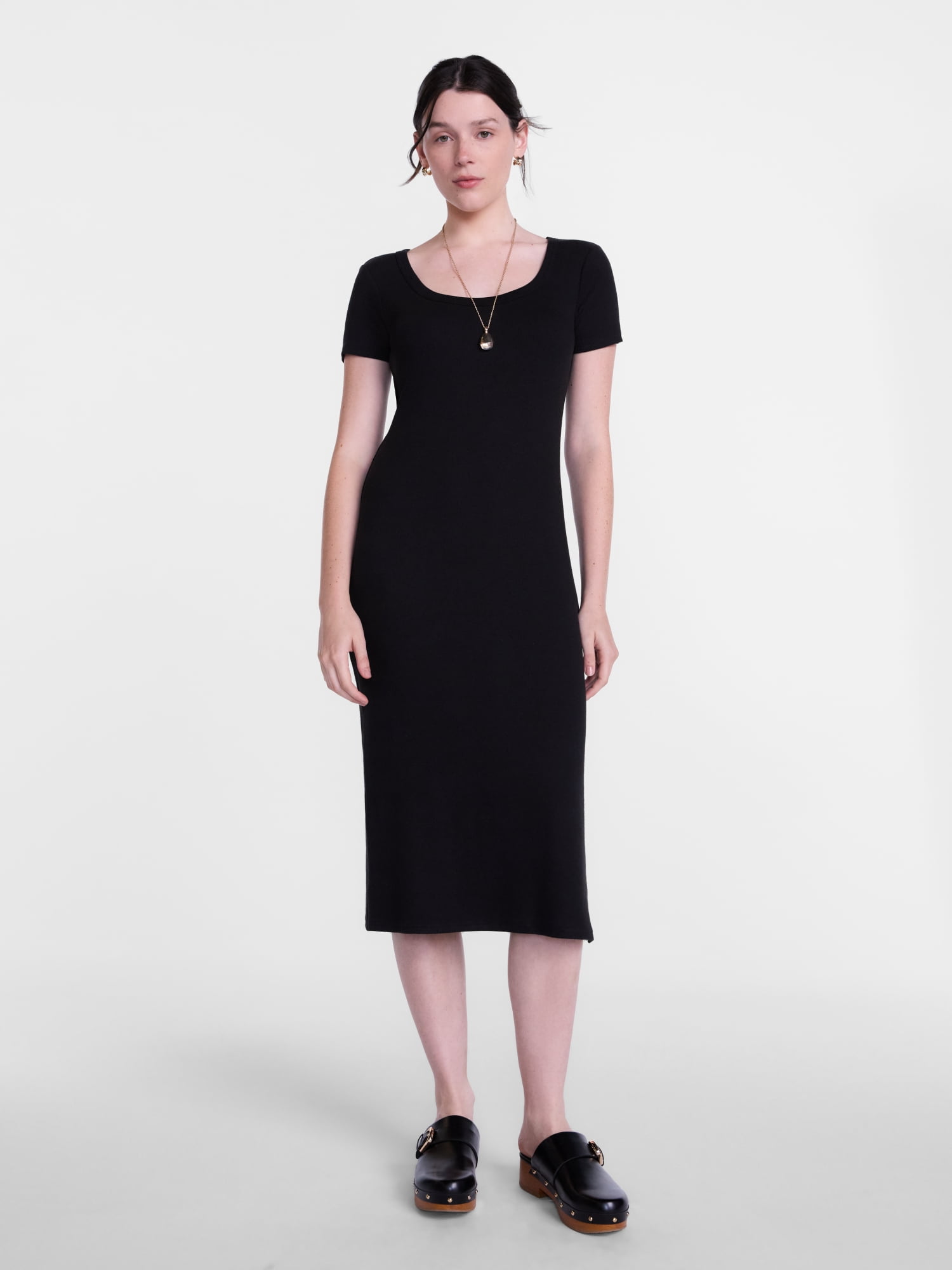 Scenario Women's Scoop Rib Midi Dress, Sizes XS-XXXL