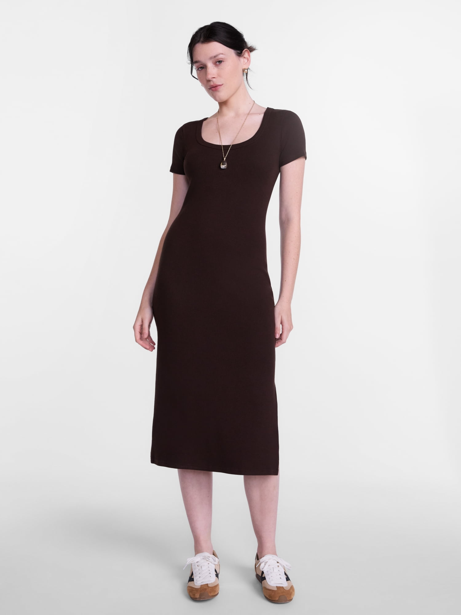 Scenario Women's Scoop Rib Midi Dress, Sizes XS-XXXL
