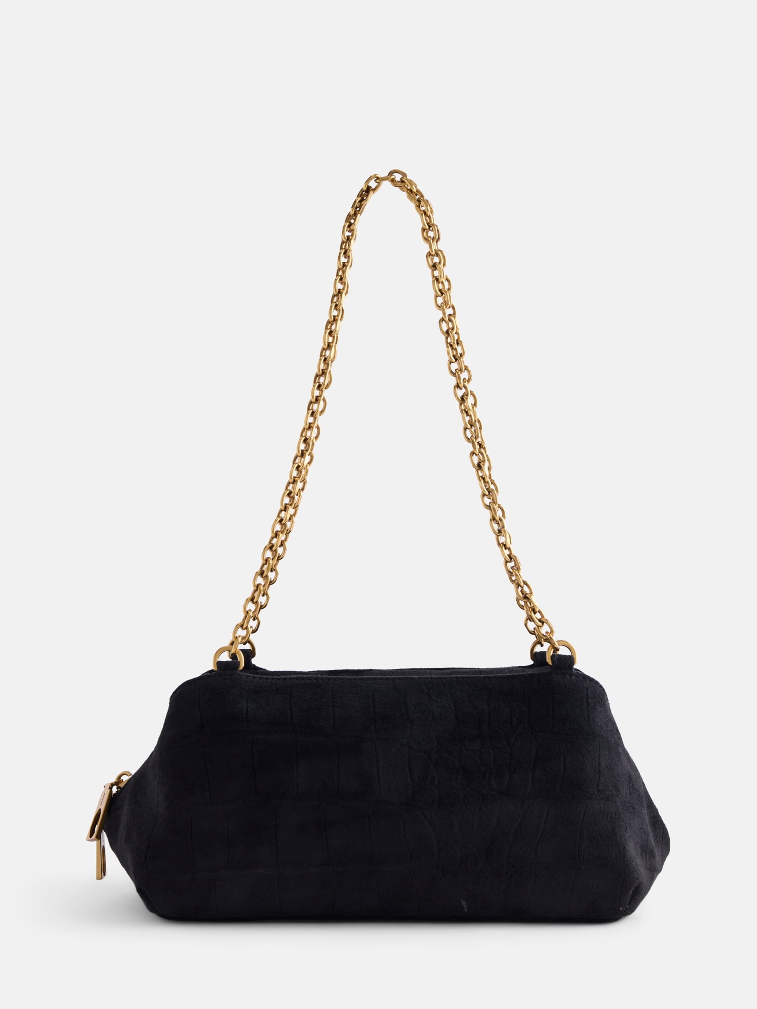 Scoop Women's Faux Croc Chain Shoulder Bag, Black Croc