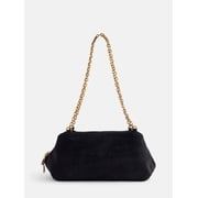 Scoop Women's Faux Croc Chain Shoulder Bag, Black Croc