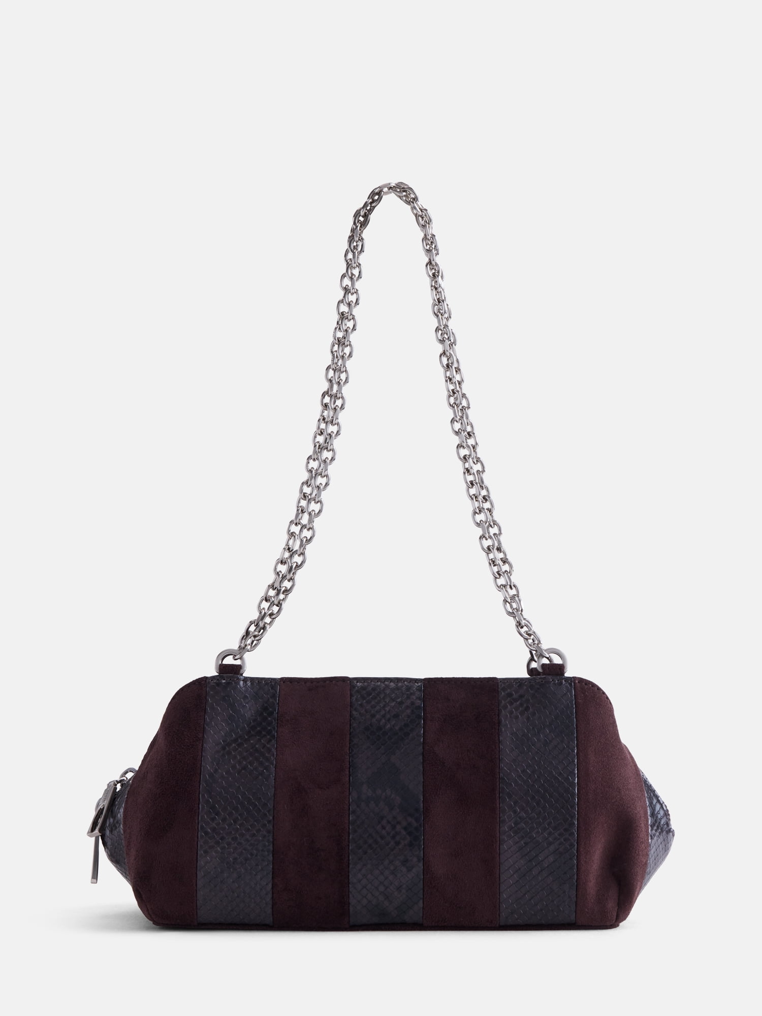 Scoop Women's Faux Snakeskin Chain Shoulder Bag, Dark Brown