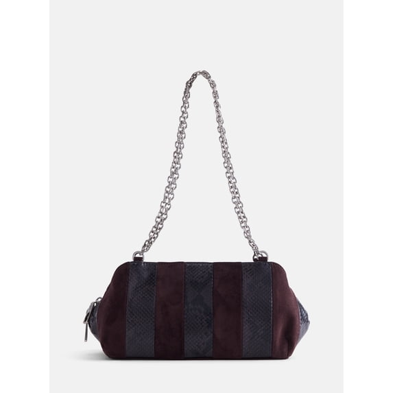 Scoop Women's Faux Snakeskin Chain Shoulder Bag, Dark Brown