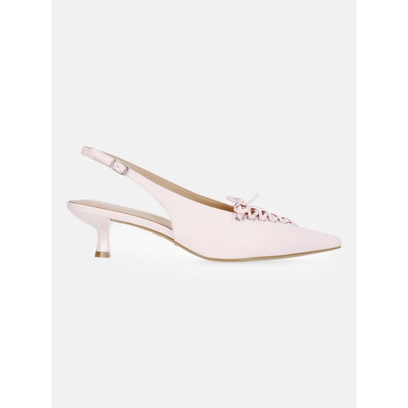 Scoop Women's Slingback Kitten Heels with Lace Up Accents