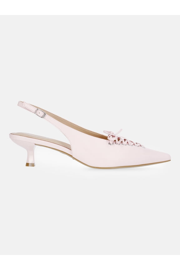 Women's Slingback Kitten Heels with Lace Up Accents