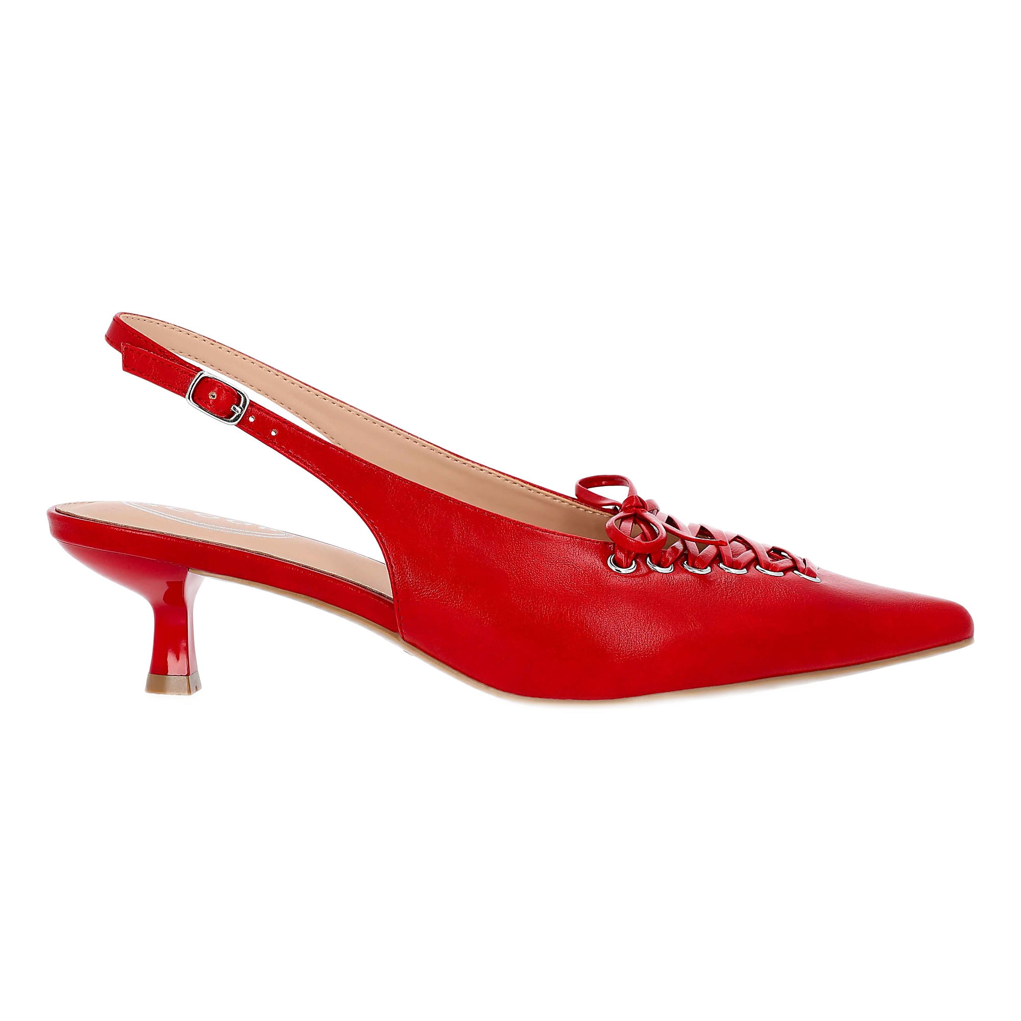 Scoop Women's Slingback Kitten Heels with Lace Up Accents