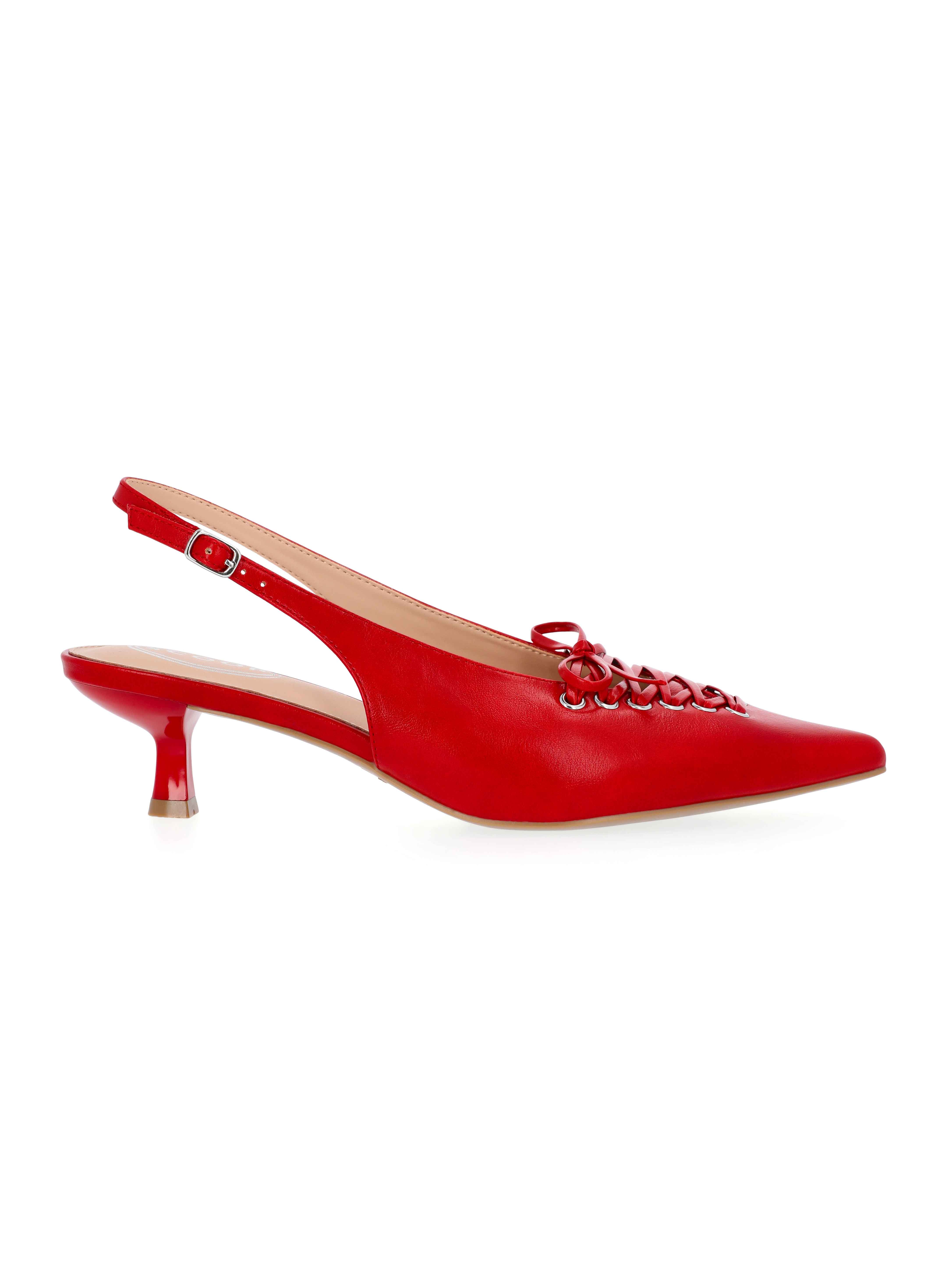 Scoop Women's Slingback Kitten Heels with Lace Up Accents