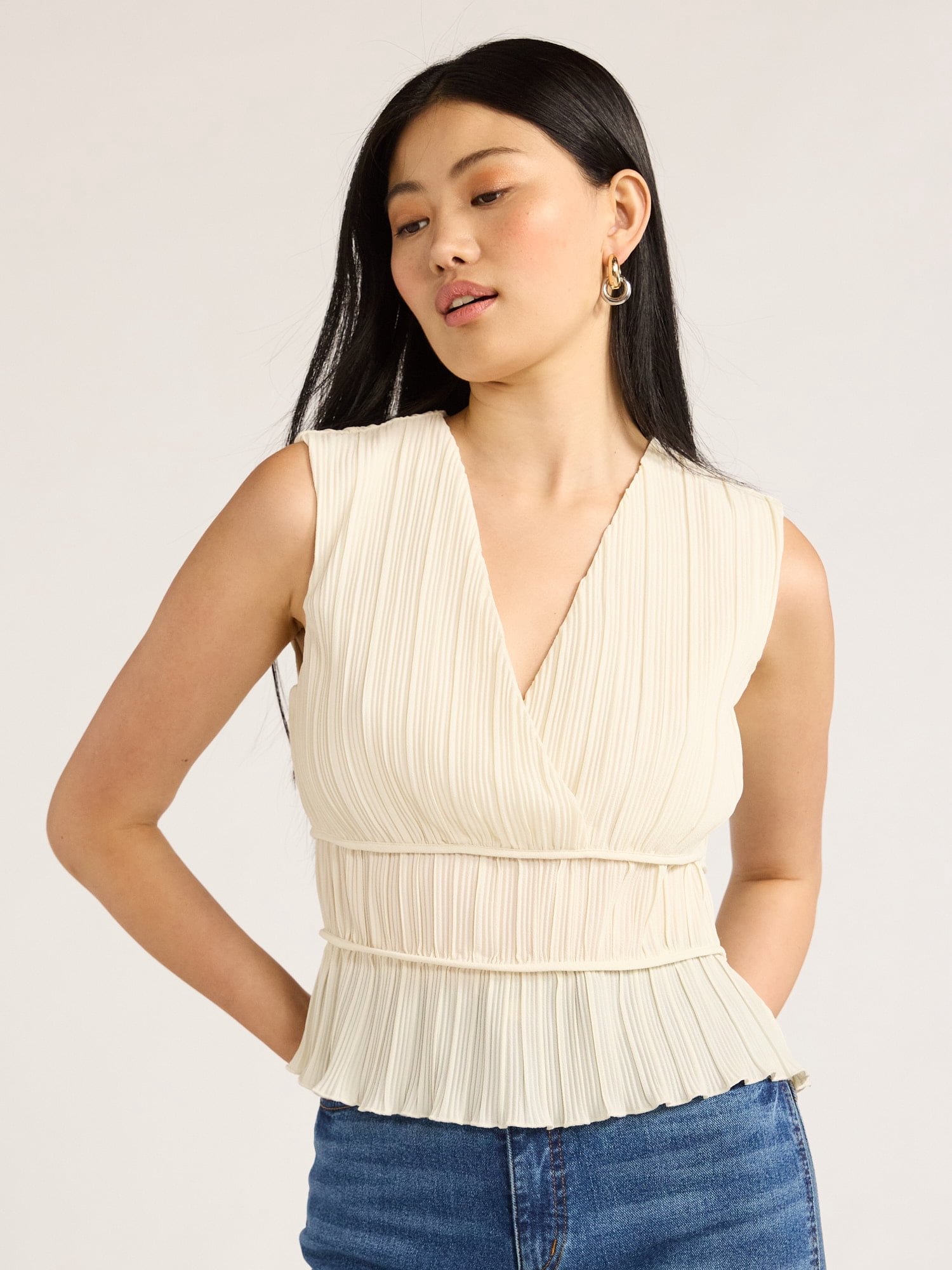 Sleeveless Pleated Top with Matching Pant