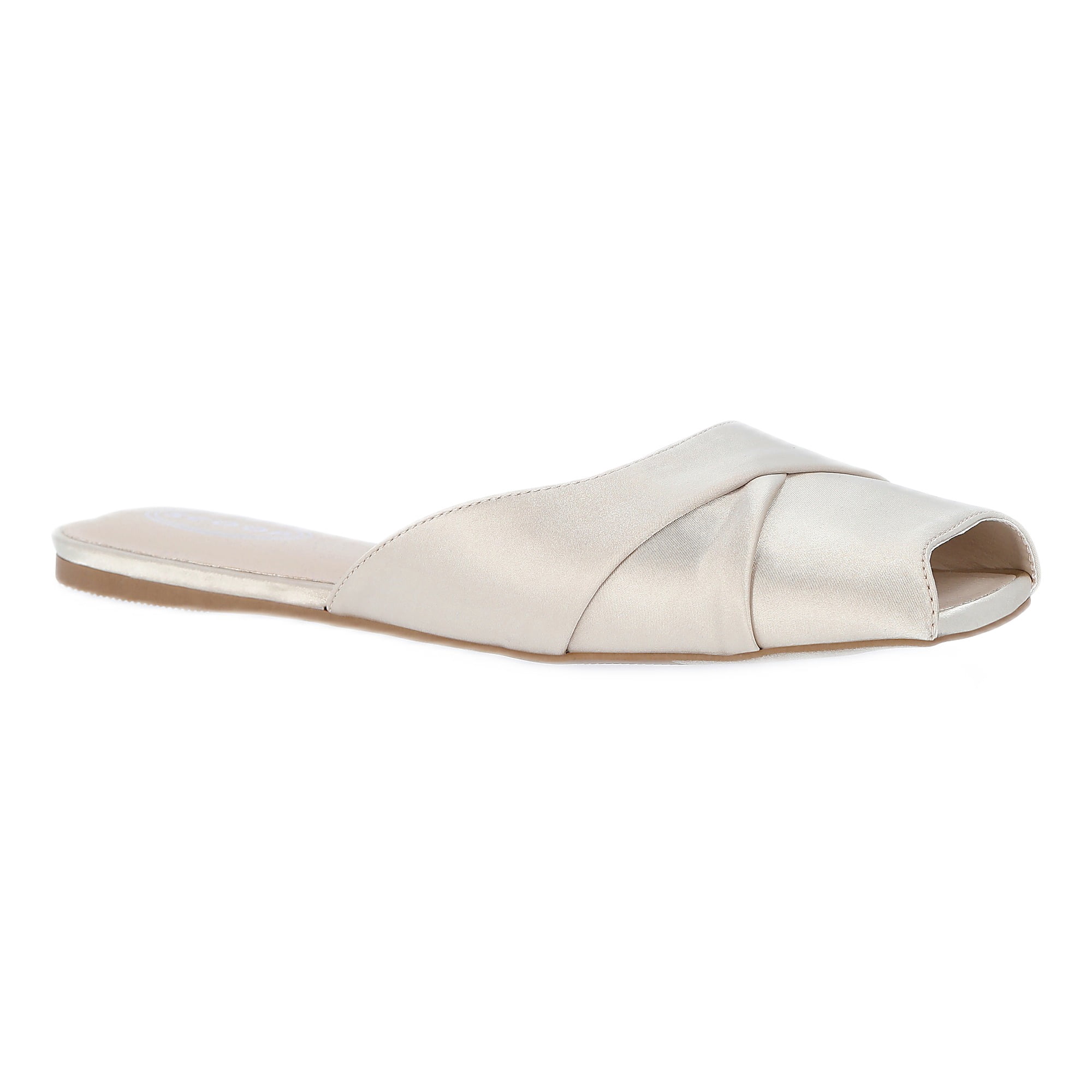 Scoop Women's Satin Slip On Peep Toe Flat Sandals