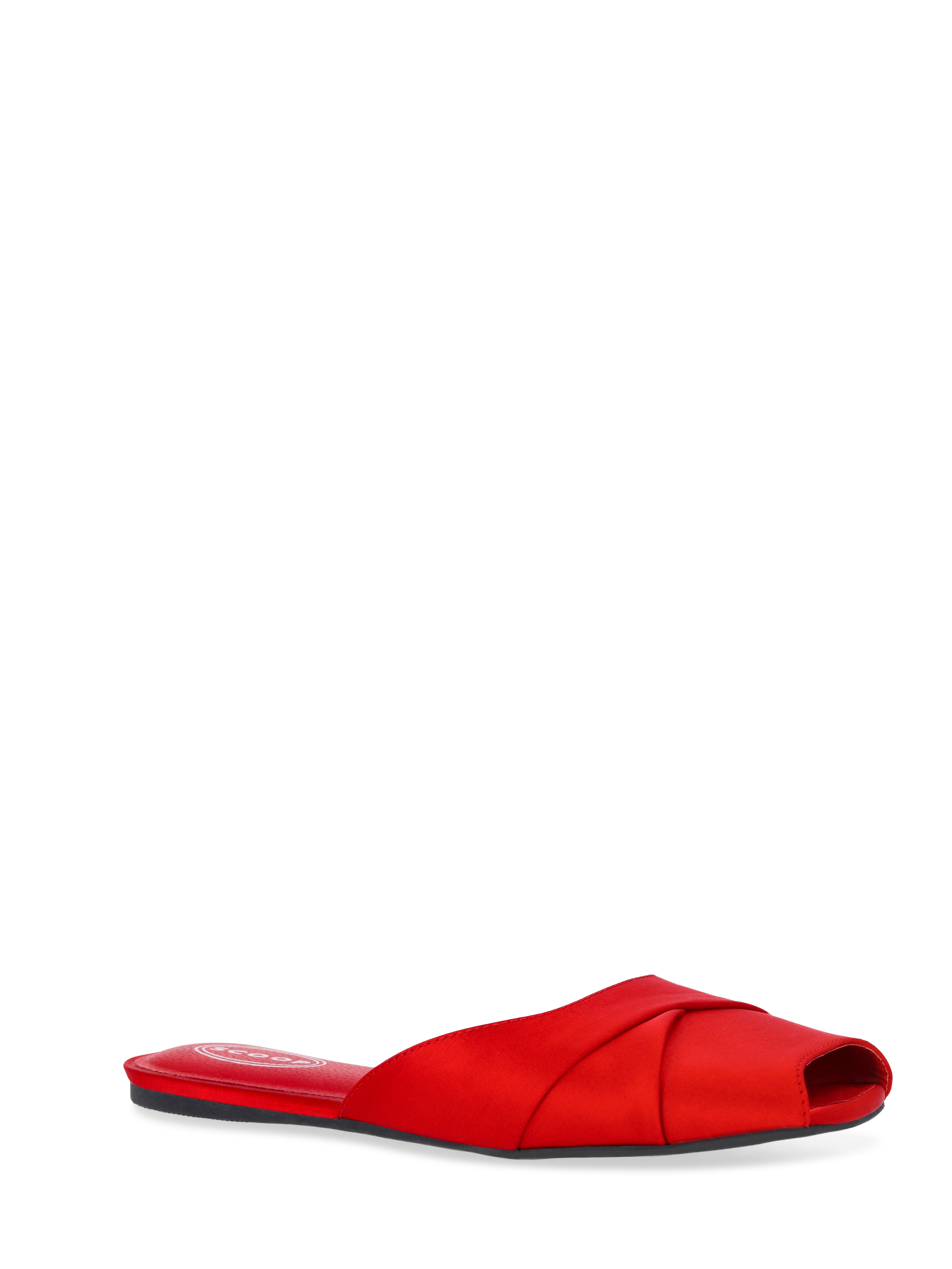 Scoop Women's Satin Slip On Peep Toe Flat Sandals