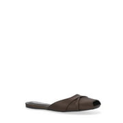 Scoop Women's Satin Slip On Peep Toe Flat Sandals