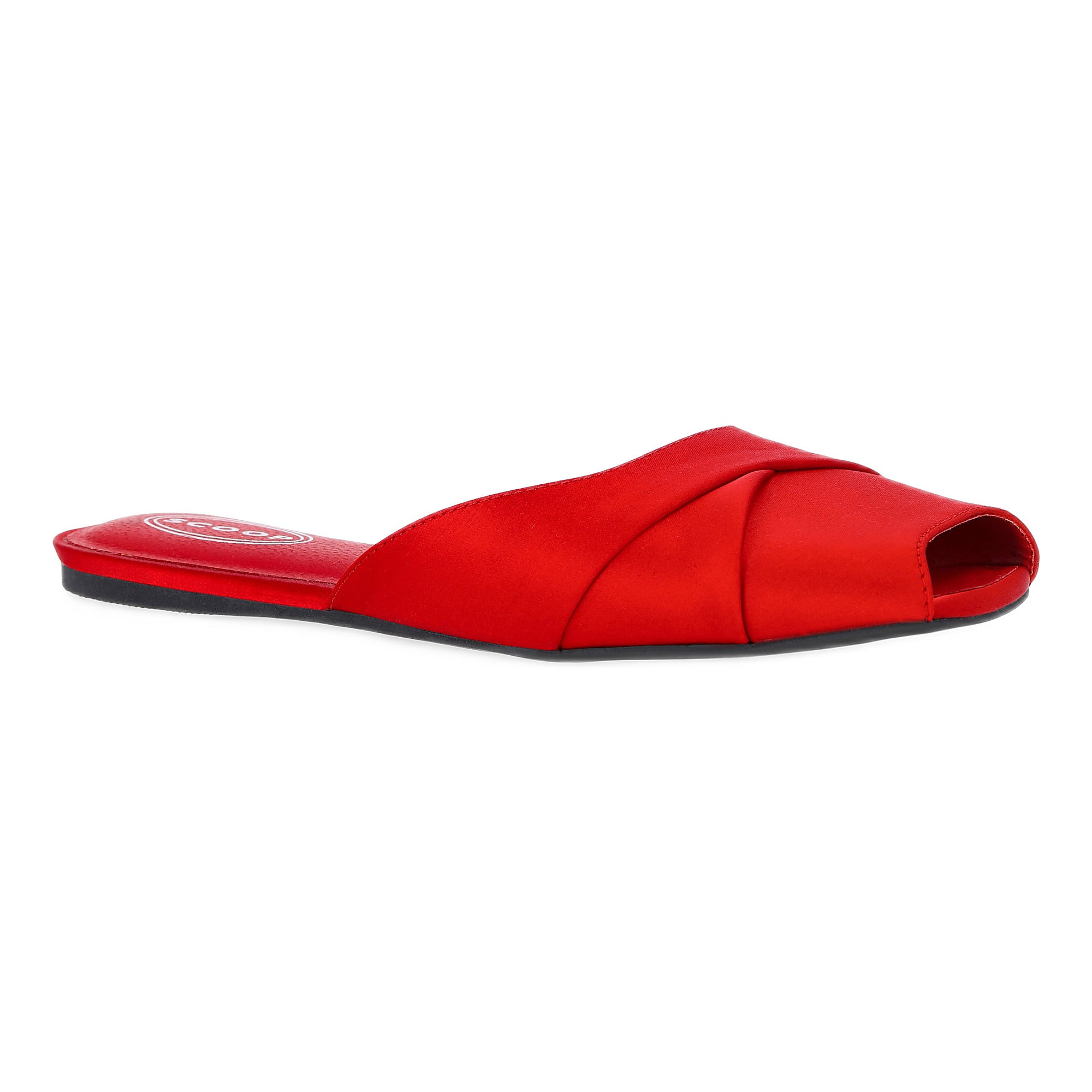 Women's Satin Slip On Peep Toe Flat Sandals