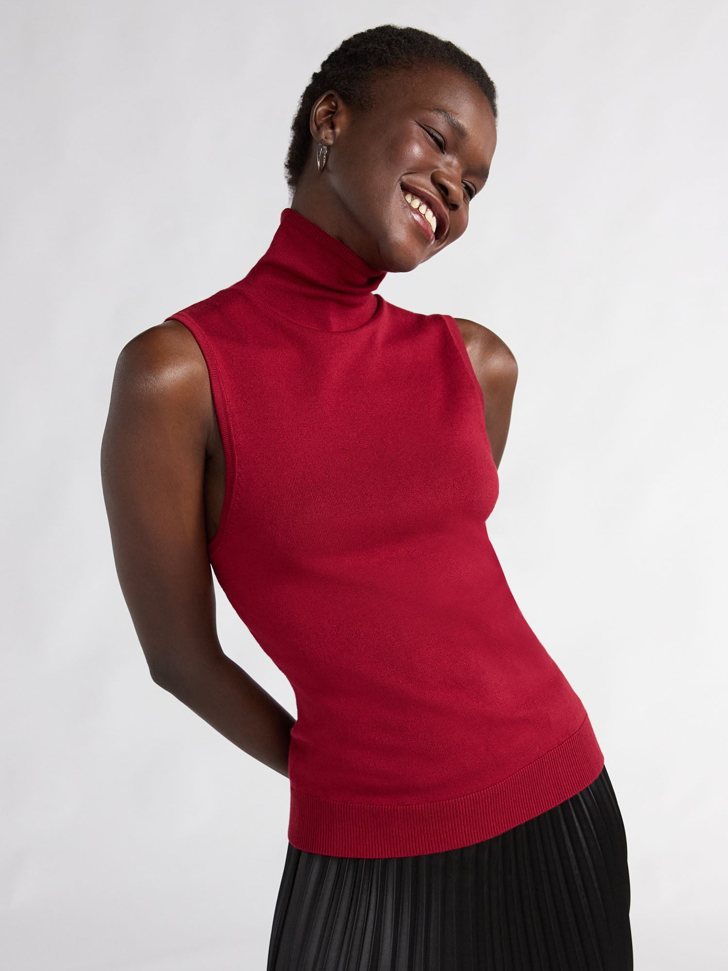 Scoop Sleeveless Turtleneck Sweater Shell - XS-XXL - Walmart.com