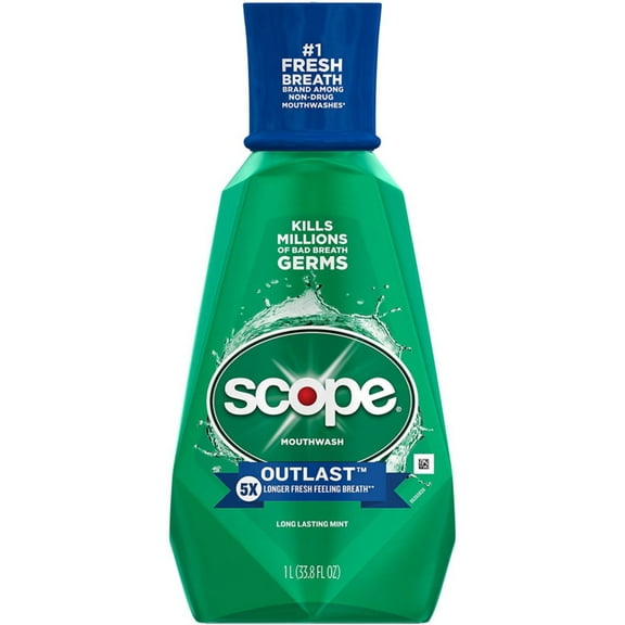 SCOPE Outlast Mouthwash, Long Lasting Mint 33.80 oz (Pack of 4)