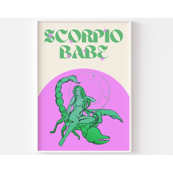 SCORPIO Star Sign Print Scorpio Babe Zodiac Art Colourful Astrology Poster Retro Star Sign