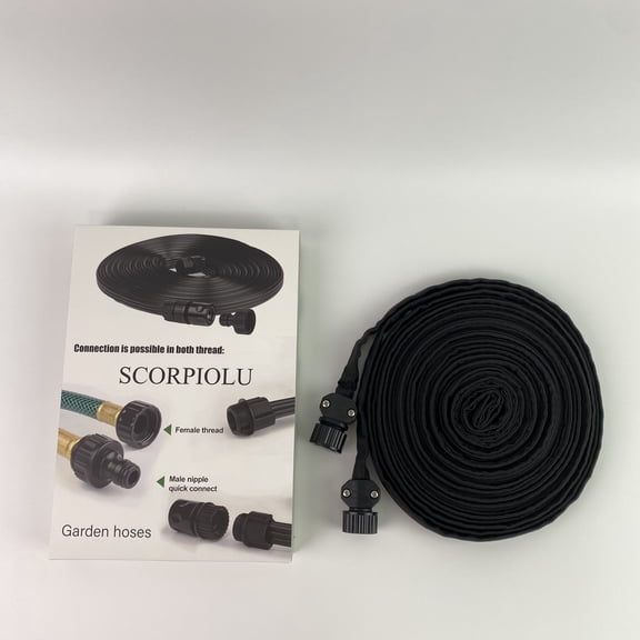 SCORPIOLU Garden hoses,Flat Soaker Hose for Garden Bed, 50ft 50ft*2 1/2" Linkable Consistent Drip Irrigation Hose Save 80% Water Leakproof Heavy Duty Double Layer Sprinkler Garden Hose (50FT)