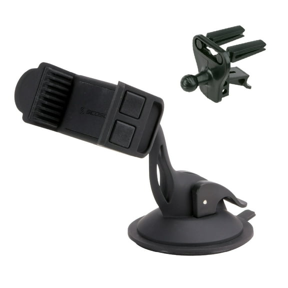 Scosche Universal 3 in 1 Suction Cup Window / Vent / Dash Mount w/ Vent Clip Black HDVM-1