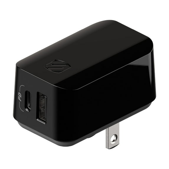 SCOSCHE HPDCA32 PowerVolt 32W Certified USB Type-C + USB Type-A Fast Wall Charger Power Delivery 3.0 Compatible with All USB-C and USB-A Devices, Black