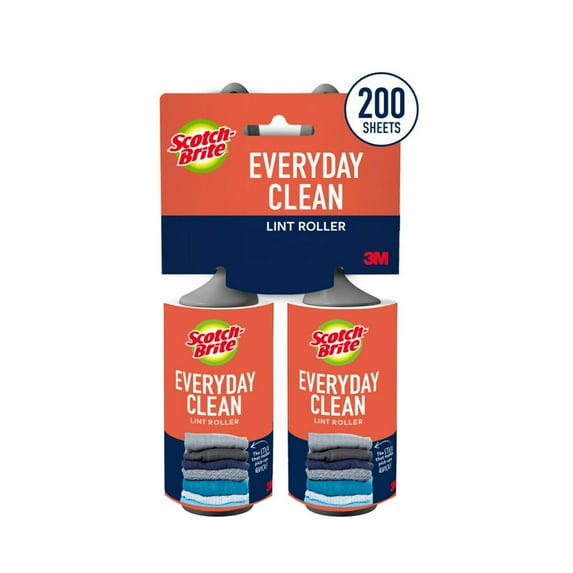 Scotch-Brite Everyday Clean Lint Roller, 100 Sheets Per Roller, 2 Rollers Total