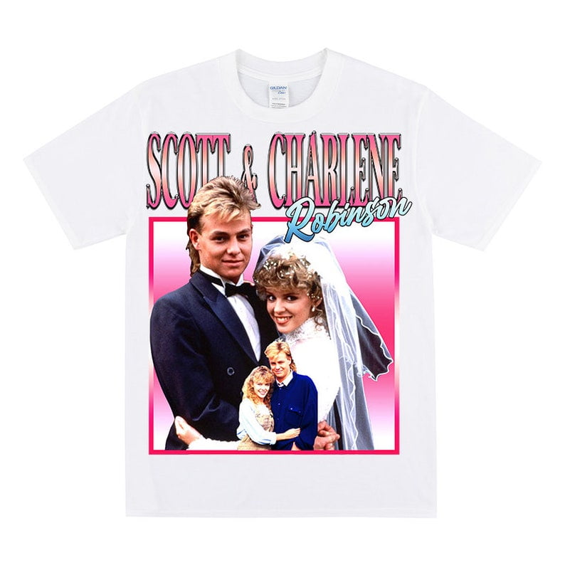 SCOTT & CHARLENE Homage Tshirt, For Neighbours Fans, 90s Australian