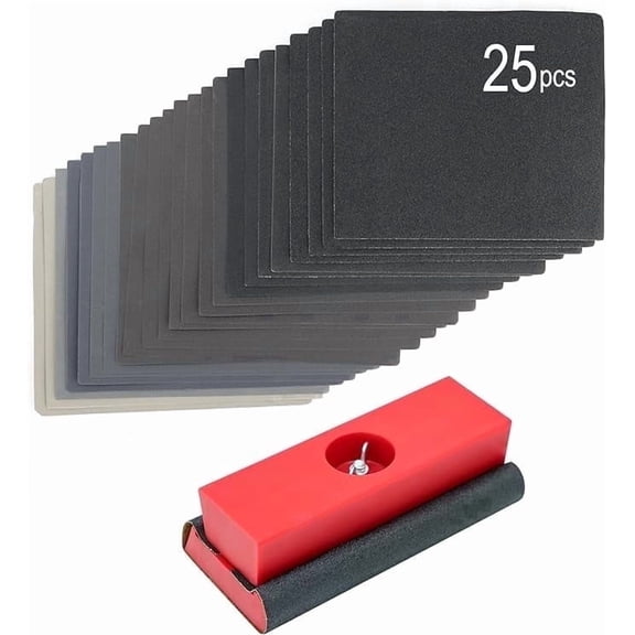 SCOTTCHEN Hand Sanding Block Kit with 25pcs Sandpaper, Grit 120 to 3000, Auto Body & Woodworking Furniture Sander Hand Tool