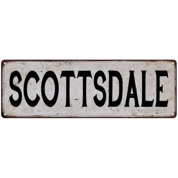 SCOTTSDALE Vintage Look Rustic Metal 6x18 Sign City State 206180041303