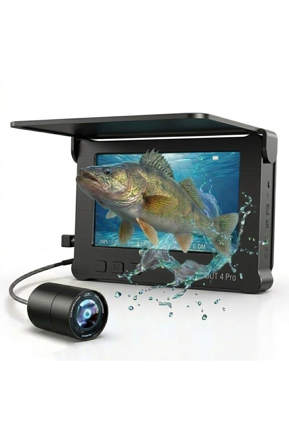 SCOUT 4 Pro 4.3-inch Underwater Fish Finder, 30m HD Visual Fishing Camera with Waterproof Screen & Sunshade, Suitable for all freshwater areas