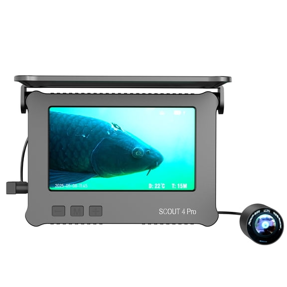 SCOUT 4 Pro Underwater Fishing Camera, 4.3" Full Screen Waterproof Display with 1000TVL Lens, 30m Cable, 4000mAh Battery for Ice, Lake, and Boat Fishing
