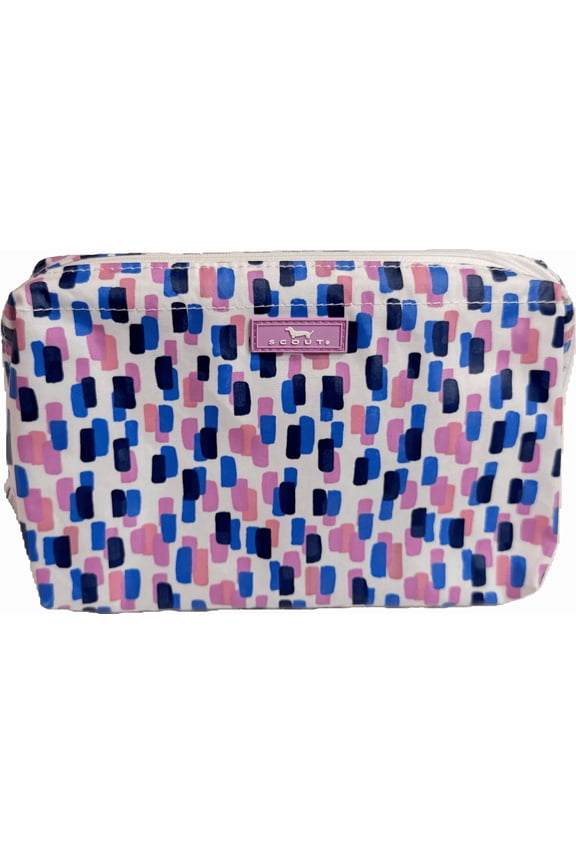 Big Mouth Toiletry Makeup Bag Large Accessory - Betti Confetti pattern blue and pink