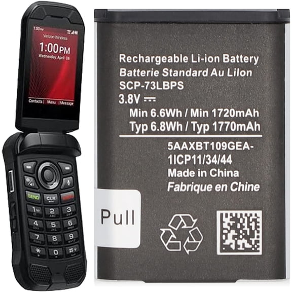 SCP-73LBPS Battery (2025 New Upgraded) Replacement for Kyocera DuraXV Extreme E4810 Verizon Flip Phone SCP73LBPS Battery (Phone not included)