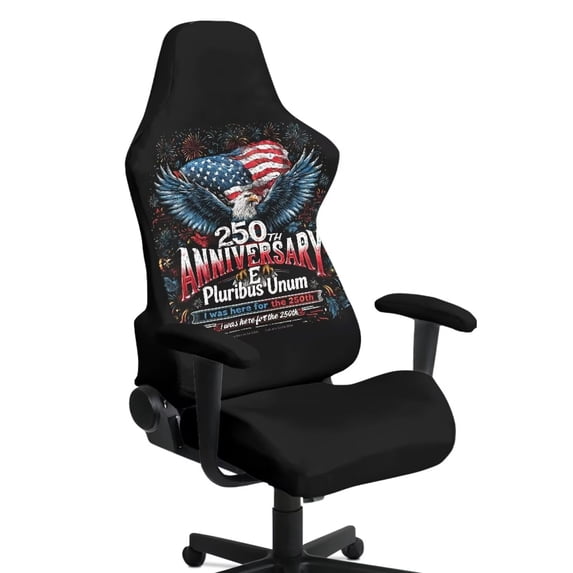 SCRAWLGOD 250th Anniversary Gaming Chair Cover with Armrest Covers Eagle American Flag Print Stretchable Universal Furniture Protector Anti Dust Anti Scratch Gaming Chair Slipcover