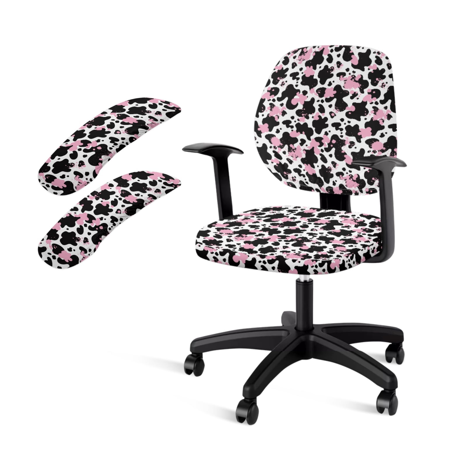 SCRAWLGOD 4 PCS Comfy Office Chair Cover with Arm Rest Covers ...