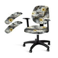 thumbnail image 1 of SCRAWLGOD 4 PCS Stretch Computer Chair Slipcover with Armrest Slipcovers Comfortable Gaming Chair Cover Easy to Remove Desk Chair Protector, Marble Print Butterfly Sunflower Heart, 1 of 7