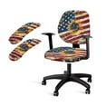 thumbnail image 1 of SCRAWLGOD 4 Pieces Set Cozy Office Chair Protector with Arm Rest Slipcovers Protective Rotating Chair Cover Easy to Remove Boss Swivel Chair Covers, American Flag Sunflower, 1 of 7