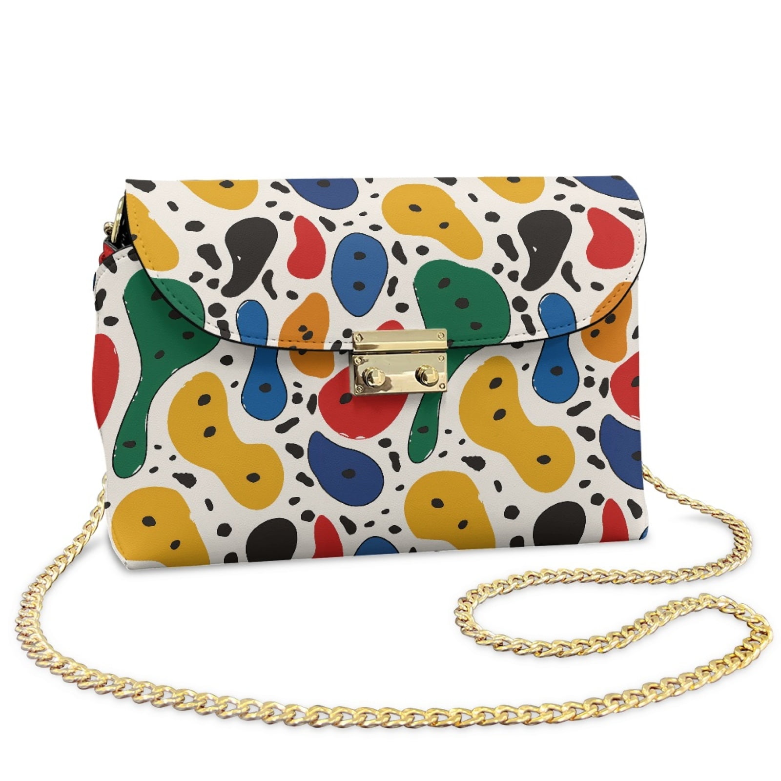 SCRAWLGOD Abstract Geometry Spot Print Crossbody Purses for Women Trendy, Crossbody Bags, Cell Phone Camera Leather Shoulder Handbags with Metal Buckle