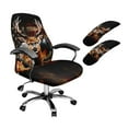 thumbnail image 1 of SCRAWLGOD American Flag Deer Flame Stretch Computer Chair Cover with Arm Rest Protector Easy to Remove Desk Chair Covers Anti-Slip Rotating Chair Slipcover, 3 Pieces Set, S, 1 of 7
