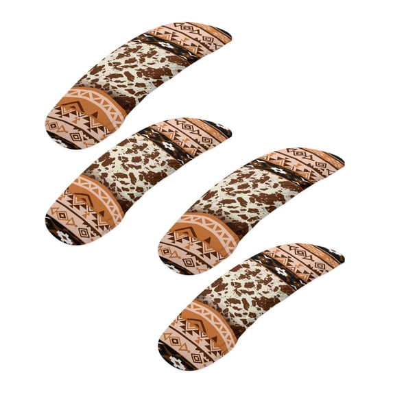 SCRAWLGOD American Tribal Cow Print Set of 4 Comfy Office Chair Arm Covers Stretch Removable Rotating Chair Arm Protector Non-Slip Breathable Chair Arm Covers Pads