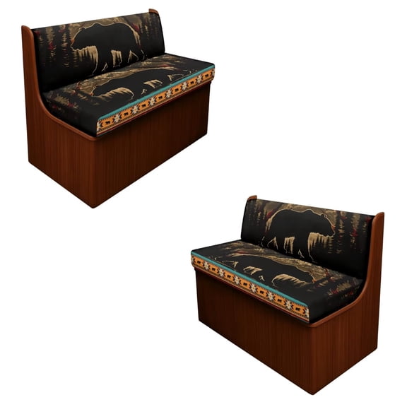 SCRAWLGOD Aztec Bear Print RV Dinette Cushions Slipcover, 2 Backrest Cover and 2 Bench Cover Washable Elastic RV Dinette Booth Cushions Slipcover