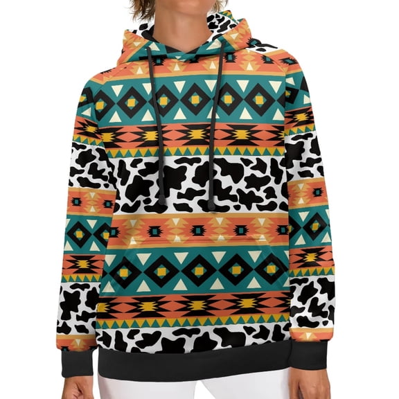 SCRAWLGOD Aztec Ethnic Pull Over Hoodie for Womens Sweatshirts Trendy Graphic Hoodies Size 2XL Long Sleeve Lightweight Hoddie Women Travel Comfortable Sportswear Hoodie Women
