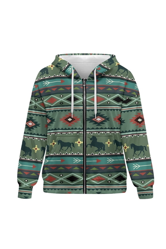 Aztec Ethnic Womens Zipper Hoodie Lightweight Sweaters for Women Plus Size XS Long Sleeve Women Outfits for Work Comfy Oversized Zip Up Hoodies for Women