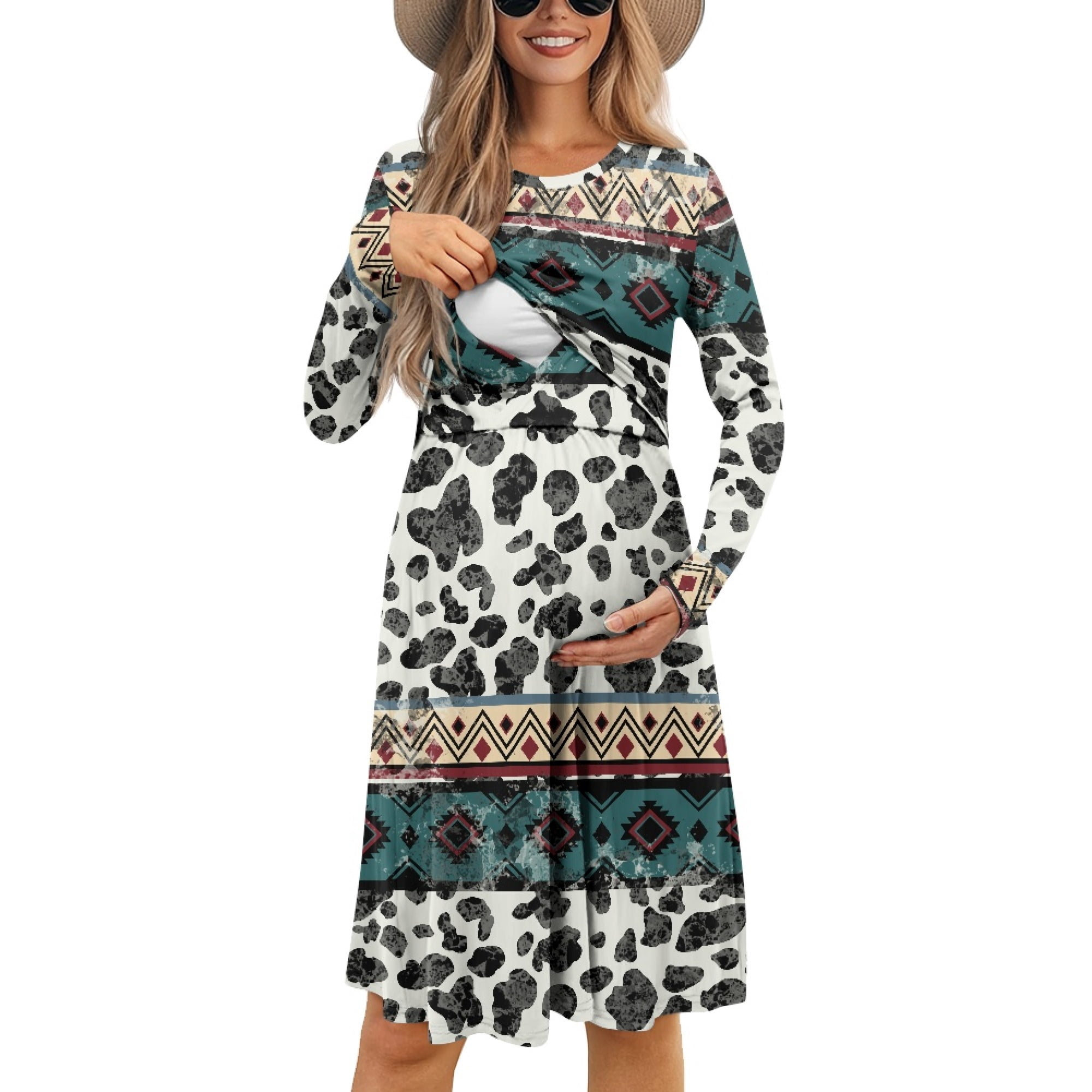 Take A Look About Cow Print Maternity Dress