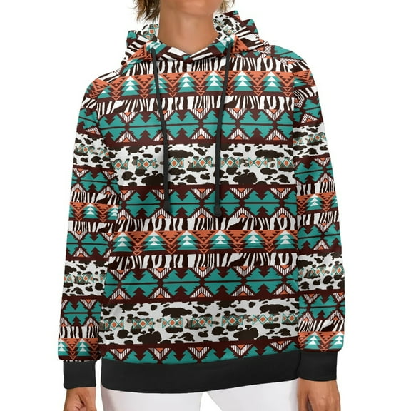 SCRAWLGOD Aztec Tribal Pullover Hoodie Sweatshirt Women Trendy Fall Clothes Plus Size XL Long Sleeve Hoddies Woman Graphic Washable Womens Hoodies Oversized