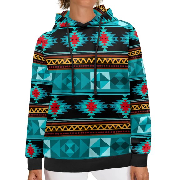 SCRAWLGOD Aztec Tribal Woman Hoodies Pullover Sweatshirts for Women with Pockets Size 2XS Hoodie Women Long Sleeve Breathable Woman Hoodie Sweaters for Holidays