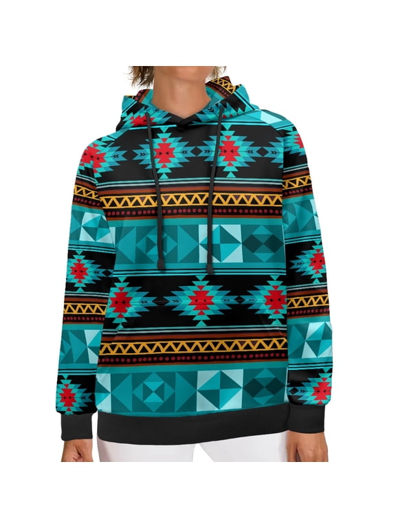 Aztec Tribal Woman Hoodies Pullover Sweatshirts for Women with Pockets Size M Hoodie Women Long Sleeve Breathable Woman Hoodie Sweaters for Holidays